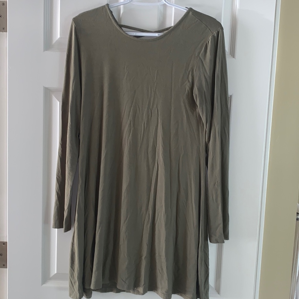 XS army/olive green long sleeve tshirt dress from Francesca’s